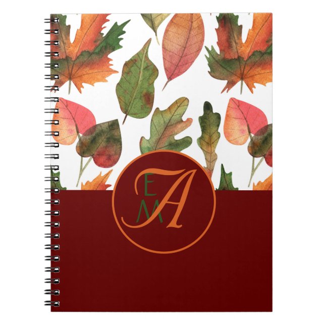 Cuaderno Caída Monogramada Sale De La Decoración De Otoño D (Frente)