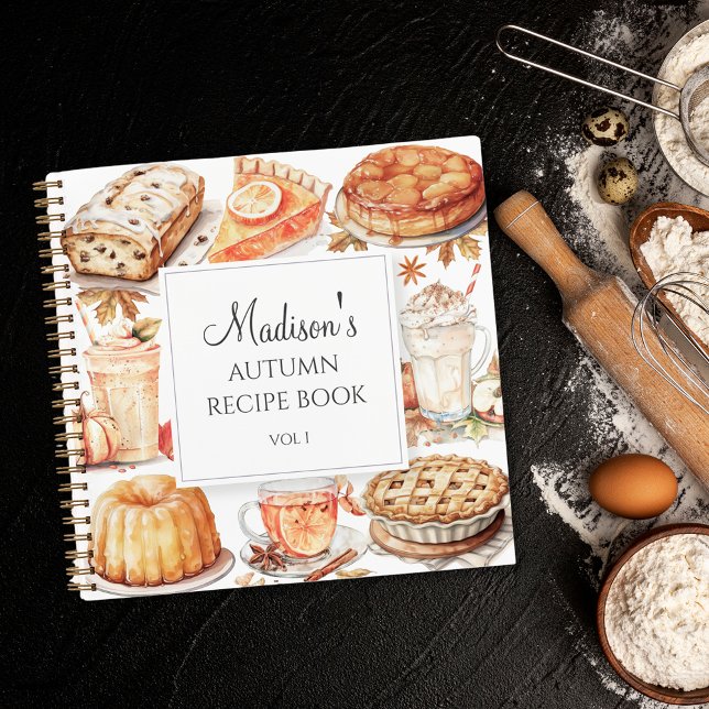 Cuaderno Caída Otoño Watercolor Recipe Cookbook 3 Ring Bind (In situ)