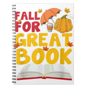 Cuaderno Caída Por Un Gran Libro Leyendo Té De Otoño Biblio