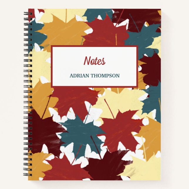 Cuaderno Caída Rustica Hojas de acuarela del otoño (Anverso)