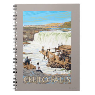Cuaderno Caídas de Celilo que pescan el poster del viaje