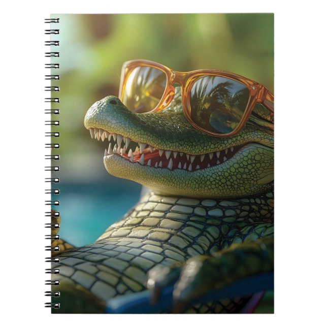 Cuaderno Caimán disfrutando de un cóctel junto a la piscina (Frente)