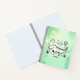 Cuaderno Caimán Feliz con Globo - Arte Adorable para Guarde