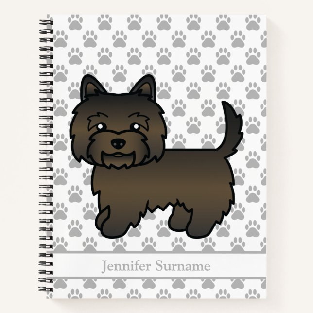 Cuaderno Cairn Terrier Brindle Oscuro Perro Lindo & Texto P (Anverso)
