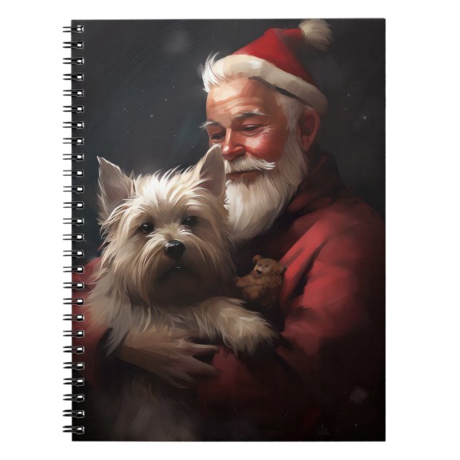 Cuaderno Cairn Terrier con Navidades festivos de Santa Clau (Frente)