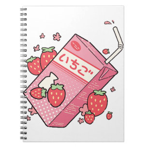 Cuaderno Caja japonesa de jugo de fresa de Kawaii