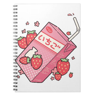 Cuaderno Caja japonesa de jugo de fresa de Kawaii