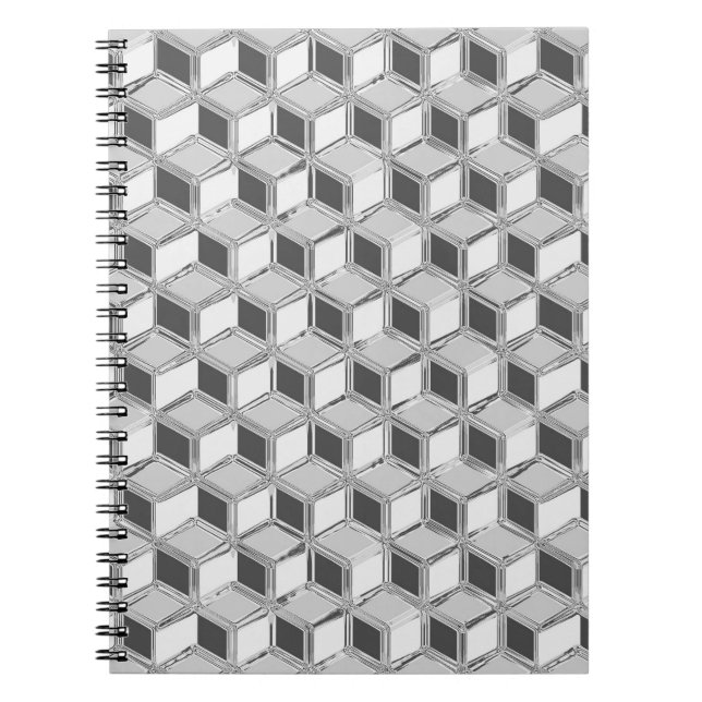 Cuaderno Cajas cromadas 3d - gris plateado (Frente)
