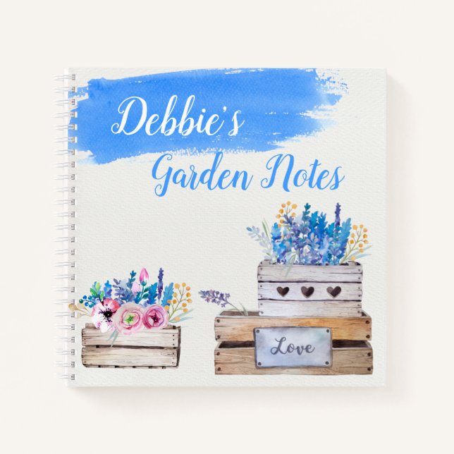Cuaderno Cajas de flores de acuarela personalizadas (Anverso)