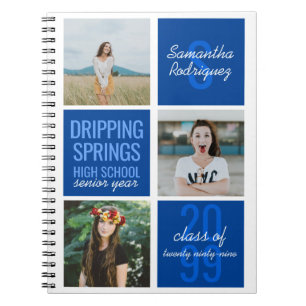 Cuaderno Cajas divertidas de 3 fotos de clase año Azul