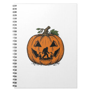 Cuaderno Calabaza Bigfoot Vintage Diseño Vector Halloween_1
