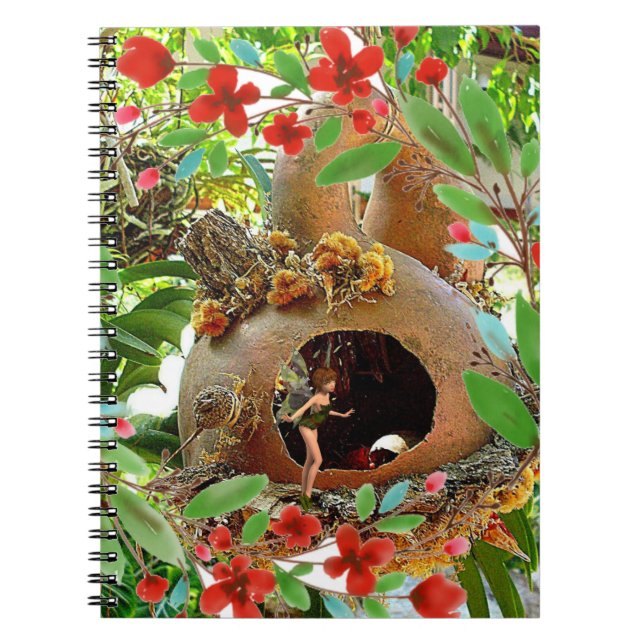 Cuaderno Calabaza con Flores Rojas y Hada (Frente)