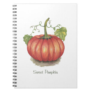 Cuaderno Calabaza Cuidada Con Vinas En Acuarela
