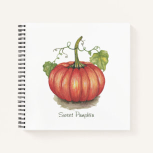Cuaderno Calabaza Cuidada Con Vinas En Acuarela