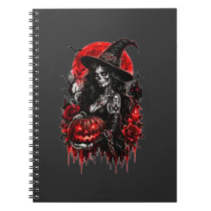 Cuaderno Calabaza de bruja gótica Halloween gato negro espe