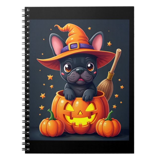 Cuaderno Calabaza de calabaza de Bulldog francés Halloween  (Frente)