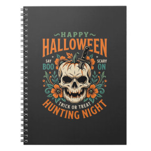 Cuaderno Calabaza de cráneo de Halloween Diseño de noche de