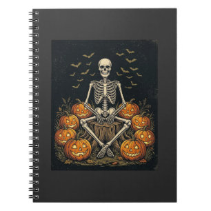 Cuaderno Calabaza De Esqueleto De Halloween Diseño Retro Vi