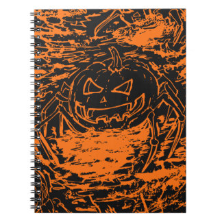 Cuaderno Calabaza de Halloween Araña Naranja Arte de Línea