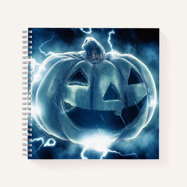 Cuaderno calabaza de Halloween bajo la lluvia (Anverso)