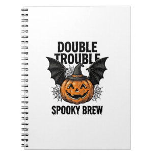Cuaderno Calabaza de Halloween Bruja Doble Problema Diseño