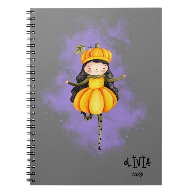Cuaderno Calabaza de Halloween Chica de Stellalunarts (Frente)