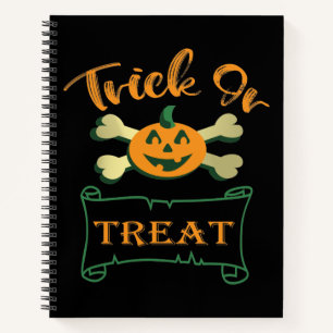 Cuaderno Calabaza de Halloween con truco o tratar cruces