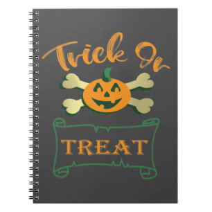 Cuaderno Calabaza de Halloween con truco o tratar cruces