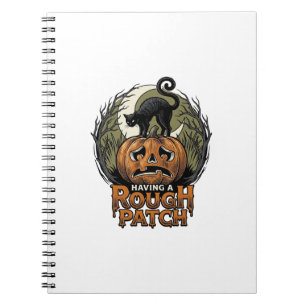 Cuaderno Calabaza de Halloween Gato Parche Áspero Grabado A
