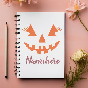 Cuaderno Calabaza de Halloween personalizada femenina Jack 