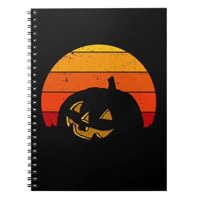 Cuaderno Calabaza de Halloween Retro Vintage (Frente)