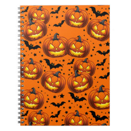 Cuaderno Calabaza de Halloween y murciélagos
