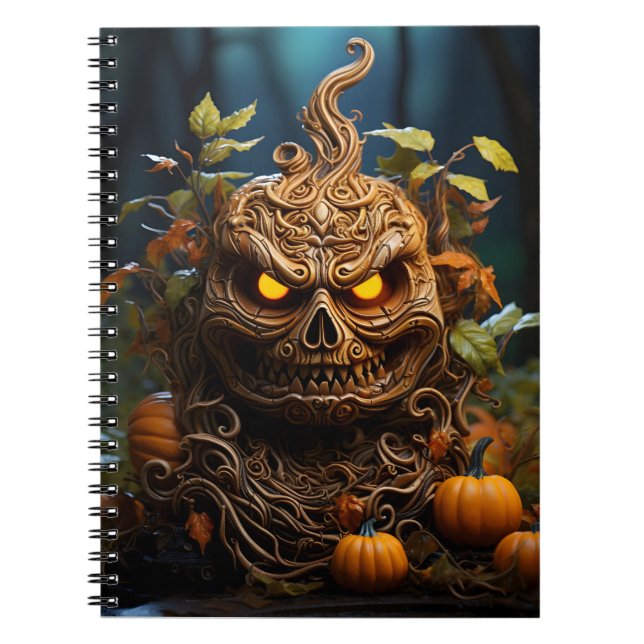 Cuaderno Calabaza De La Temporada Otoño De Halloween Y Hoja (Frente)