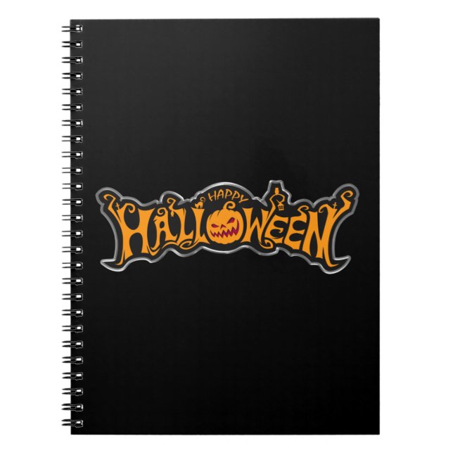 Cuaderno Calabaza de ojos rubíes Feliz Halloween enmarcada  (Frente)