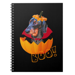 Cuaderno Calabaza de perro de salchicha de Halloween