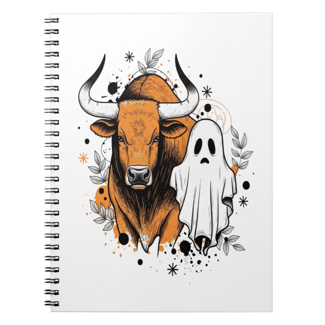 Cuaderno Calabaza de vacas en la parte alta de Halloween (Frente)