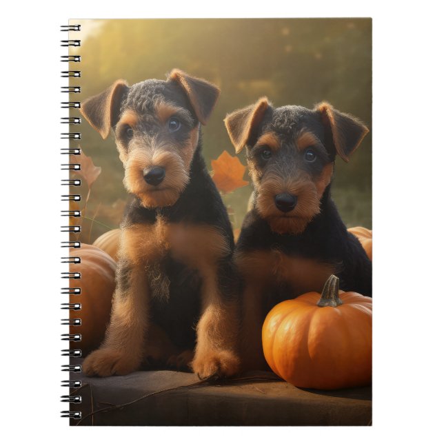 Cuaderno Calabaza deslumbrante Airedale Puppy Autumn (Frente)