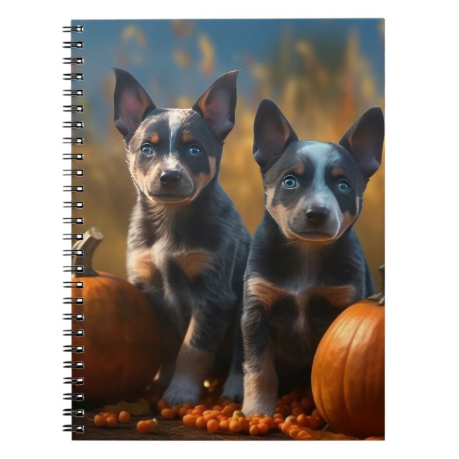 Cuaderno Calabaza deslumbrante azul heeler pipa otoño (Frente)