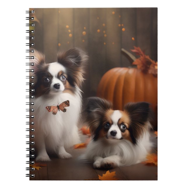 Cuaderno Calabaza deslumbrante Papillon Puppy Autumn (Frente)