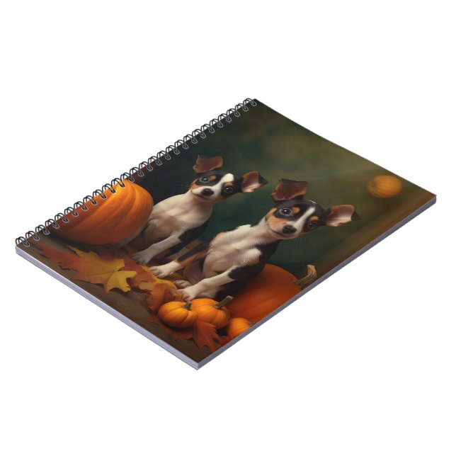Cuaderno Calabaza deslumbrante Rat Terrier Puppy Autumn (Lado Izquierdo)