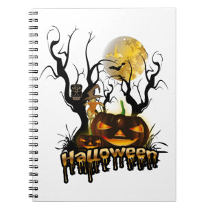 Cuaderno Calabaza divertida de Halloween con búho