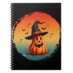 Cuaderno calabaza divertida vintage otoño temporada de otoñ