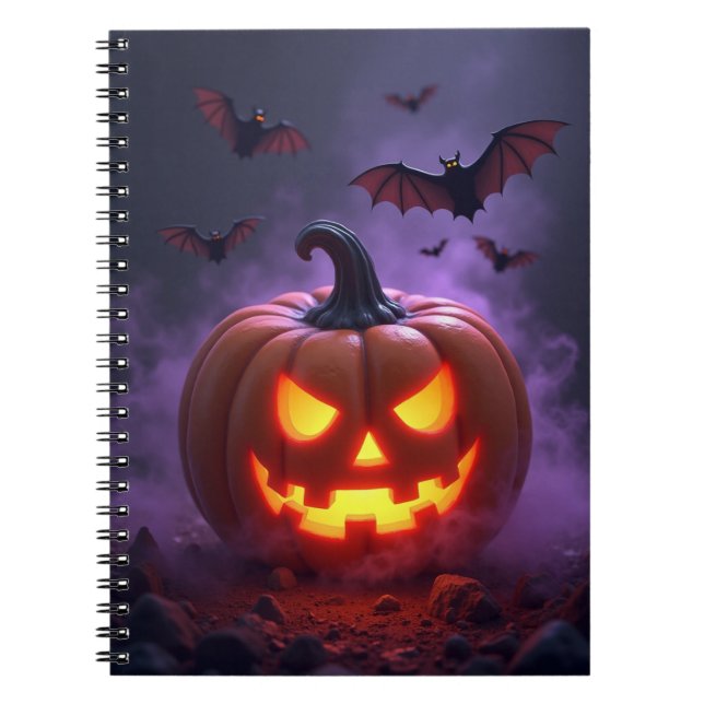 Cuaderno Calabaza Encantada Jack O Lantern Murciélagos Noct (Frente)