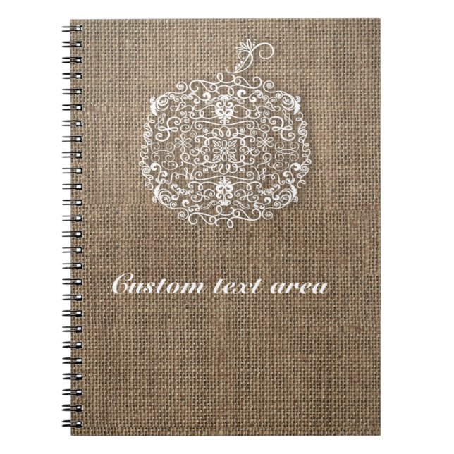 Cuaderno Calabaza filigrí de otoño y portátil Burlap (Frente)