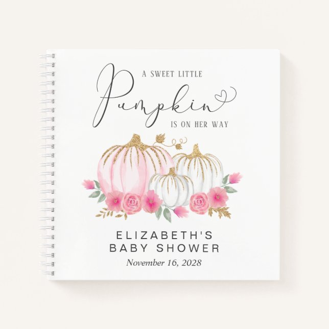 Cuaderno Calabaza Flora Rosa Bebé Chica Ducha Invitado (Anverso)