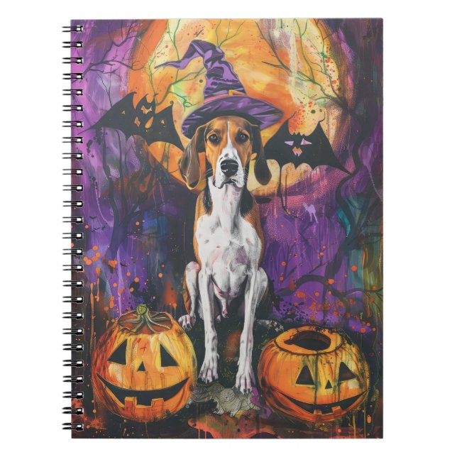 Cuaderno Calabaza Halloween de la Foxhound inglesa norteame (Frente)
