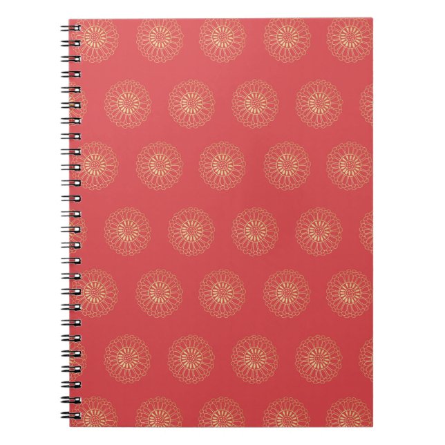 Cuaderno Calabaza | Medallones de flores de Zinnia doradas (Frente)