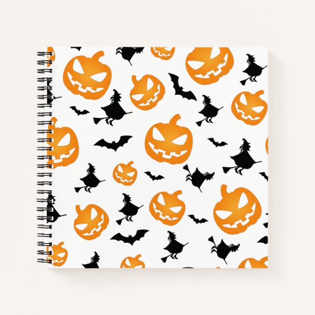 Cuaderno Calabaza naranja de murciélago Halloween (Anverso)