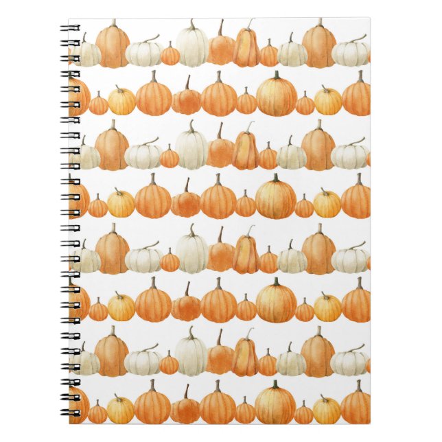 Cuaderno Calabaza otoñal: Patrón de Ilustracion acuarela (Frente)