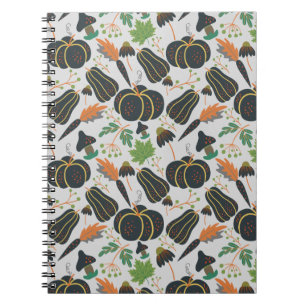 Cuaderno Calabaza patrón de zanahoria sin soldadura negro y